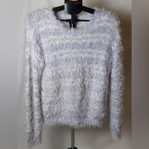 Apt. 9 Women's Fuzzy White & Purple Sweater